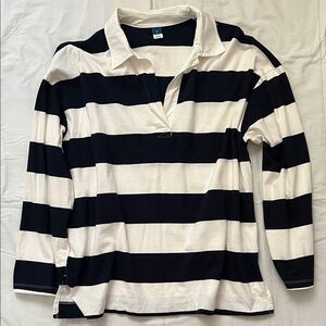 Old Navy Blue and White Striped Long Sleeve Tee